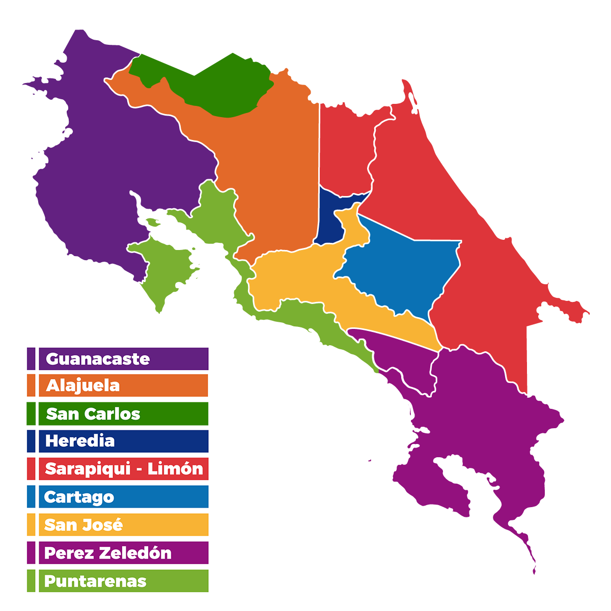 Mapa de coordinaciones regionales